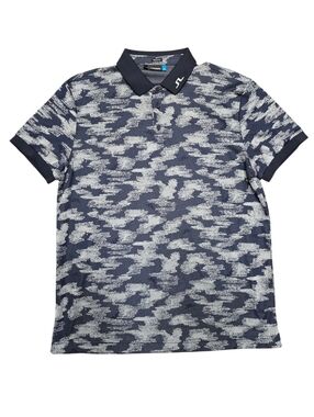 J.Lindeberg KV Print Regular Fit Blue/Gray Golf Shirt Sz 2xl